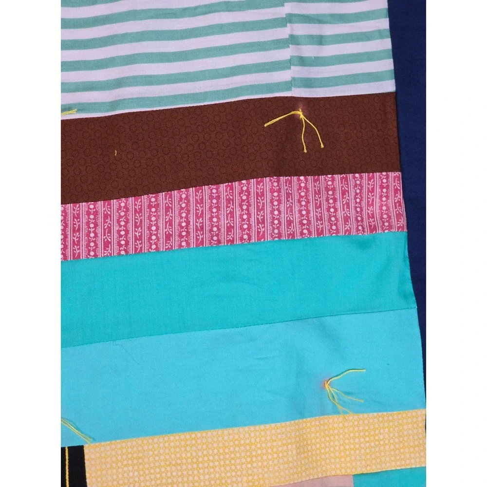 Vintage Hand Tied Patchwork Quilt Throw Corduroy Texture Retro‎ Boho 47x59 Multi
